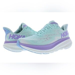 Hoka One One Clifton 9 Athletic Shoes Green Sunlit Ocean/Lilac Mist Size 10.5B